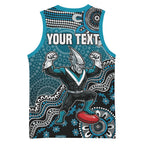 Personalized Port Adelaide Power Mascot Basketball Jersey Aboriginal Dot Art Style Vibrant Indigenous Pattern Design