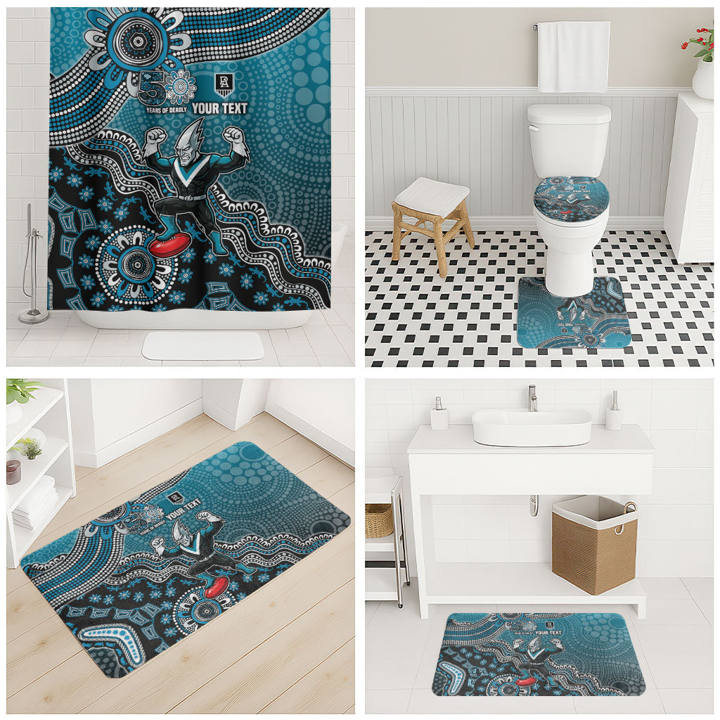 Personalized Port Adelaide Power Mascot Bathroom Set Aboriginal Dot Art Style Vibrant Indigenous Pattern Design
