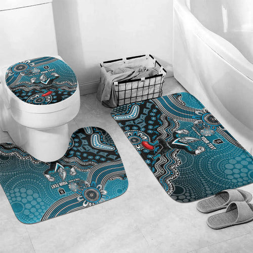 Personalized Port Adelaide Power Mascot Bathroom Set Aboriginal Dot Art Style Vibrant Indigenous Pattern Design