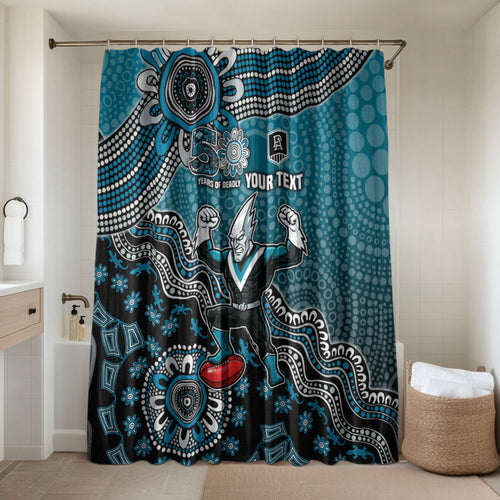 Personalized Port Adelaide Power Mascot Bathroom Set Aboriginal Dot Art Style Vibrant Indigenous Pattern Design