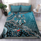 Personalized Port Adelaide Power Mascot Bedding Set Aboriginal Dot Art Style Vibrant Indigenous Pattern Design