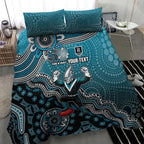 Personalized Port Adelaide Power Mascot Bedding Set Aboriginal Dot Art Style Vibrant Indigenous Pattern Design