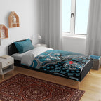 Personalized Port Adelaide Power Mascot Bedding Set Aboriginal Dot Art Style Vibrant Indigenous Pattern Design