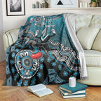 Personalized Port Adelaide Power Mascot Blanket Aboriginal Dot Art Style Vibrant Indigenous Pattern Design