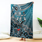 Personalized Port Adelaide Power Mascot Blanket Aboriginal Dot Art Style Vibrant Indigenous Pattern Design