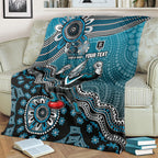 Personalized Port Adelaide Power Mascot Blanket Aboriginal Dot Art Style Vibrant Indigenous Pattern Design