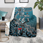 Personalized Port Adelaide Power Mascot Blanket Aboriginal Dot Art Style Vibrant Indigenous Pattern Design