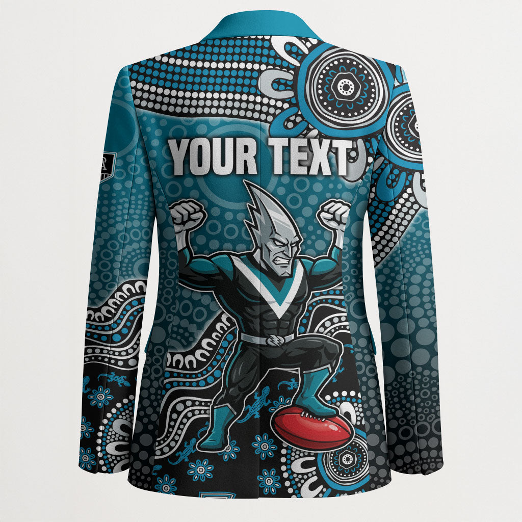 Personalized Port Adelaide Power Mascot Blazer Aboriginal Dot Art Style Vibrant Indigenous Pattern Design