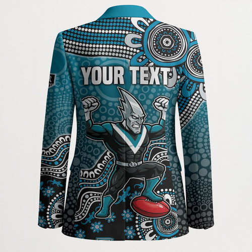 Personalized Port Adelaide Power Mascot Blazer Aboriginal Dot Art Style Vibrant Indigenous Pattern Design