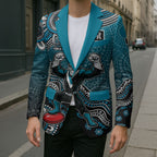 Personalized Port Adelaide Power Mascot Blazer Aboriginal Dot Art Style Vibrant Indigenous Pattern Design