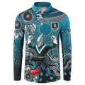 Personalized Port Adelaide Power Mascot Button Sweatshirt Aboriginal Dot Art Style Vibrant Indigenous Pattern Design