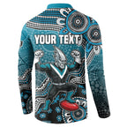Personalized Port Adelaide Power Mascot Button Sweatshirt Aboriginal Dot Art Style Vibrant Indigenous Pattern Design