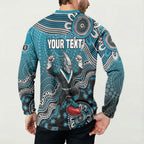 Personalized Port Adelaide Power Mascot Button Sweatshirt Aboriginal Dot Art Style Vibrant Indigenous Pattern Design