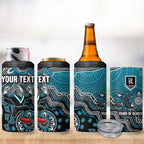 Personalized Port Adelaide Power Mascot 4 in 1 Can Cooler Tumbler Aboriginal Dot Art Style Vibrant Indigenous Pattern Design