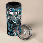 Personalized Port Adelaide Power Mascot 4 in 1 Can Cooler Tumbler Aboriginal Dot Art Style Vibrant Indigenous Pattern Design