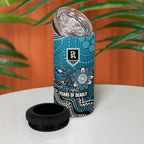 Personalized Port Adelaide Power Mascot 4 in 1 Can Cooler Tumbler Aboriginal Dot Art Style Vibrant Indigenous Pattern Design