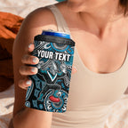 Personalized Port Adelaide Power Mascot 4 in 1 Can Cooler Tumbler Aboriginal Dot Art Style Vibrant Indigenous Pattern Design