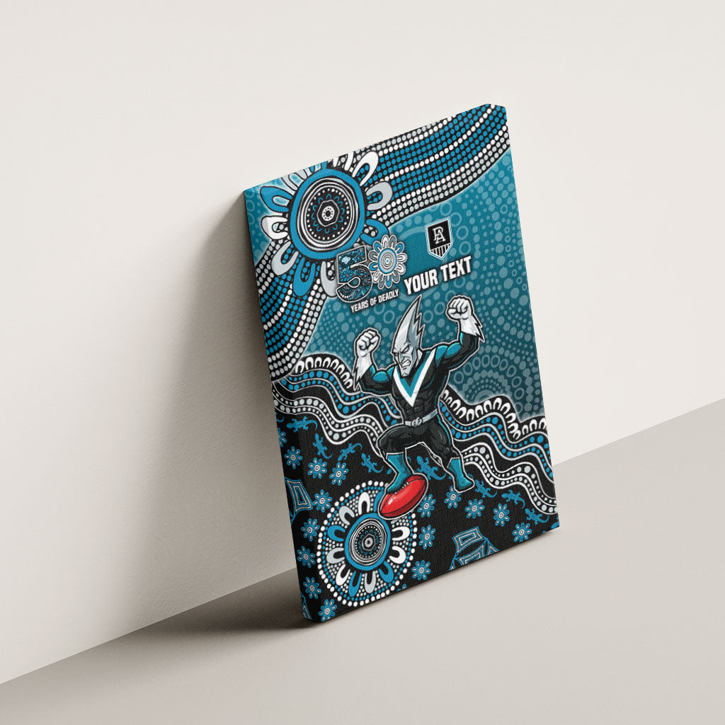 Personalized Port Adelaide Power Mascot Canvas Wall Art Aboriginal Dot Art Style Vibrant Indigenous Pattern Design