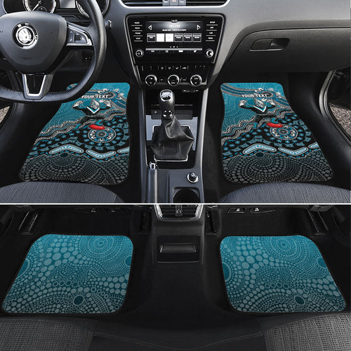 Personalized Port Adelaide Power Mascot Car Mats Aboriginal Dot Art Style Vibrant Indigenous Pattern Design