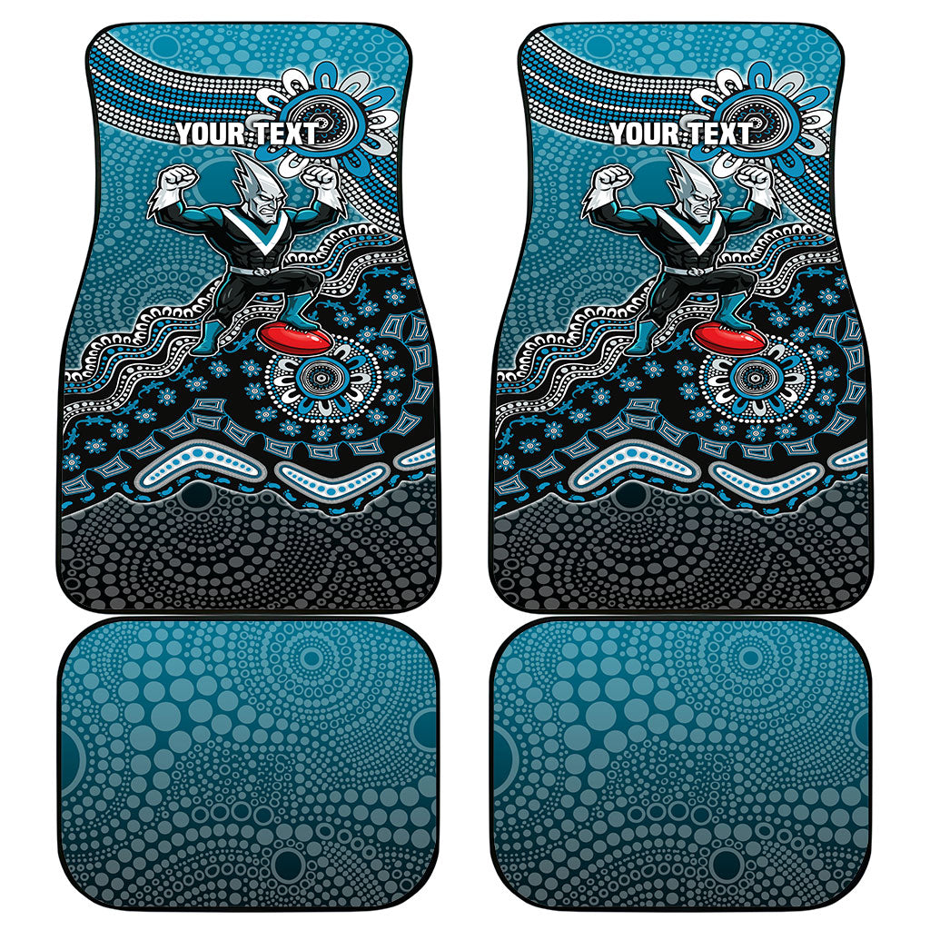 Personalized Port Adelaide Power Mascot Car Mats Aboriginal Dot Art Style Vibrant Indigenous Pattern Design