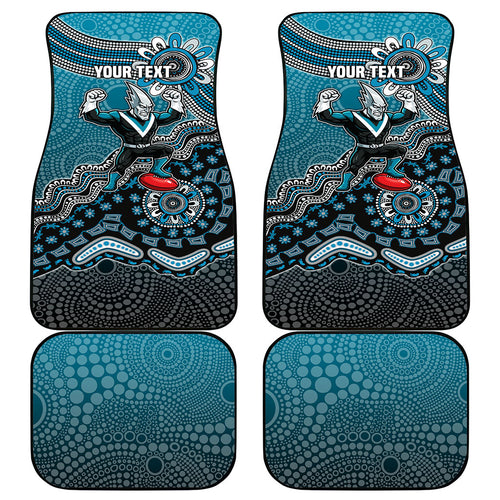 Personalized Port Adelaide Power Mascot Car Mats Aboriginal Dot Art Style Vibrant Indigenous Pattern Design