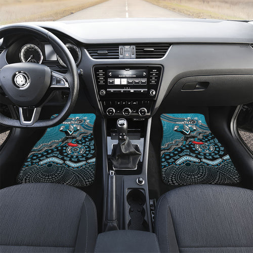 Personalized Port Adelaide Power Mascot Car Mats Aboriginal Dot Art Style Vibrant Indigenous Pattern Design