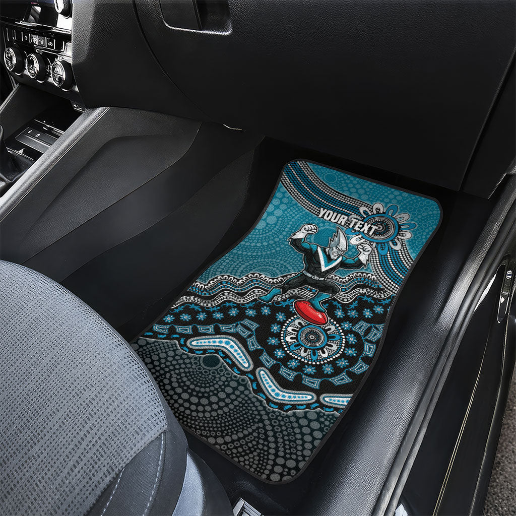 Personalized Port Adelaide Power Mascot Car Mats Aboriginal Dot Art Style Vibrant Indigenous Pattern Design