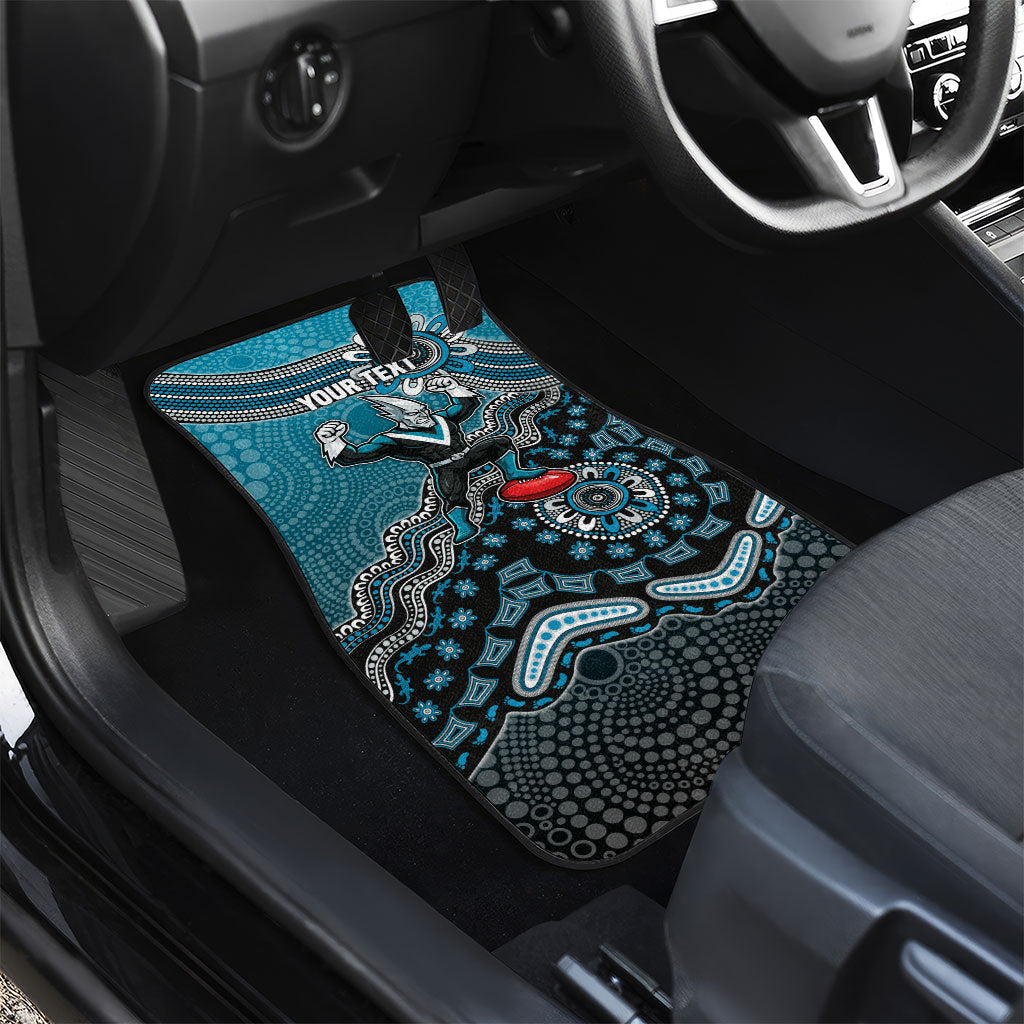 Personalized Port Adelaide Power Mascot Car Mats Aboriginal Dot Art Style Vibrant Indigenous Pattern Design
