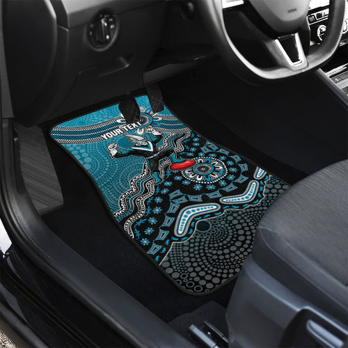 Personalized Port Adelaide Power Mascot Car Mats Aboriginal Dot Art Style Vibrant Indigenous Pattern Design