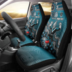 Personalized Port Adelaide Power Mascot Car Seat Cover Aboriginal Dot Art Style Vibrant Indigenous Pattern Design
