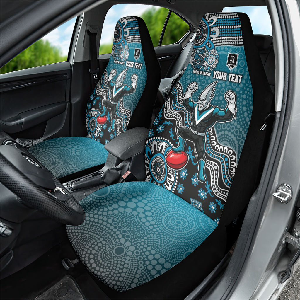 Personalized Port Adelaide Power Mascot Car Seat Cover Aboriginal Dot Art Style Vibrant Indigenous Pattern Design