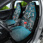 Personalized Port Adelaide Power Mascot Car Seat Cover Aboriginal Dot Art Style Vibrant Indigenous Pattern Design