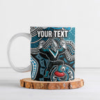 Personalized Port Adelaide Power Mascot Ceramic Mug Aboriginal Dot Art Style Vibrant Indigenous Pattern Design