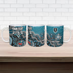 Personalized Port Adelaide Power Mascot Ceramic Mug Aboriginal Dot Art Style Vibrant Indigenous Pattern Design