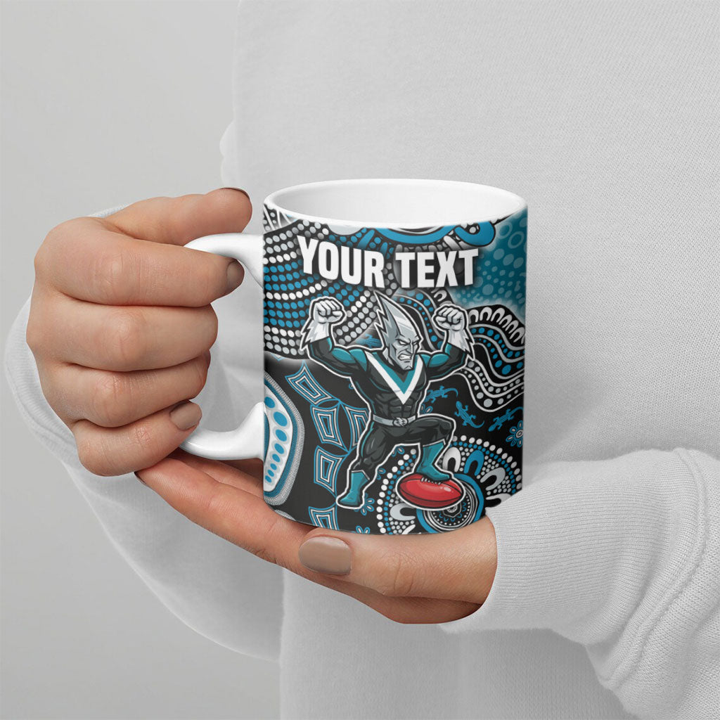 Personalized Port Adelaide Power Mascot Ceramic Mug Aboriginal Dot Art Style Vibrant Indigenous Pattern Design