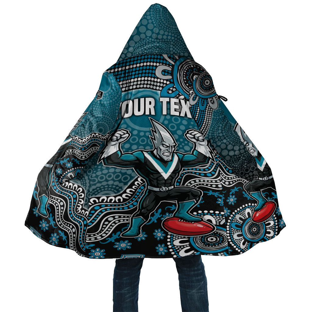 Personalized Port Adelaide Power Mascot Cloak Aboriginal Dot Art Style Vibrant Indigenous Pattern Design