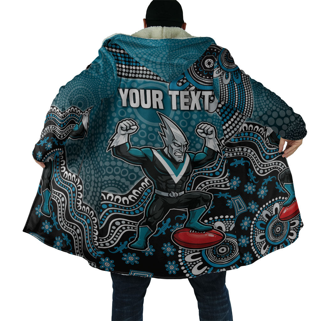 Personalized Port Adelaide Power Mascot Cloak Aboriginal Dot Art Style Vibrant Indigenous Pattern Design