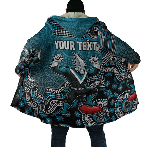 Personalized Port Adelaide Power Mascot Cloak Aboriginal Dot Art Style Vibrant Indigenous Pattern Design