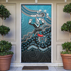 Personalized Port Adelaide Power Mascot Door Cover Aboriginal Dot Art Style Vibrant Indigenous Pattern Design