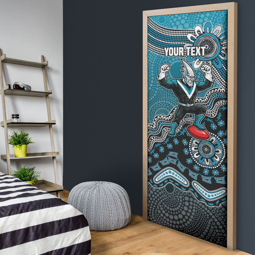 Personalized Port Adelaide Power Mascot Door Cover Aboriginal Dot Art Style Vibrant Indigenous Pattern Design