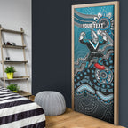 Personalized Port Adelaide Power Mascot Door Cover Aboriginal Dot Art Style Vibrant Indigenous Pattern Design