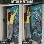 Personalized Port Adelaide Power Mascot Door Cover Aboriginal Dot Art Style Vibrant Indigenous Pattern Design