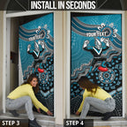 Personalized Port Adelaide Power Mascot Door Cover Aboriginal Dot Art Style Vibrant Indigenous Pattern Design