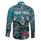 Personalized Port Adelaide Power Mascot Family Matching Mermaid Dress and Hawaiian Shirt Aboriginal Dot Art Style Vibrant Indigenous Pattern Design