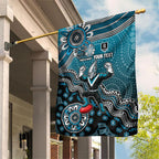 Personalized Port Adelaide Power Mascot Garden Flag Aboriginal Dot Art Style Vibrant Indigenous Pattern Design