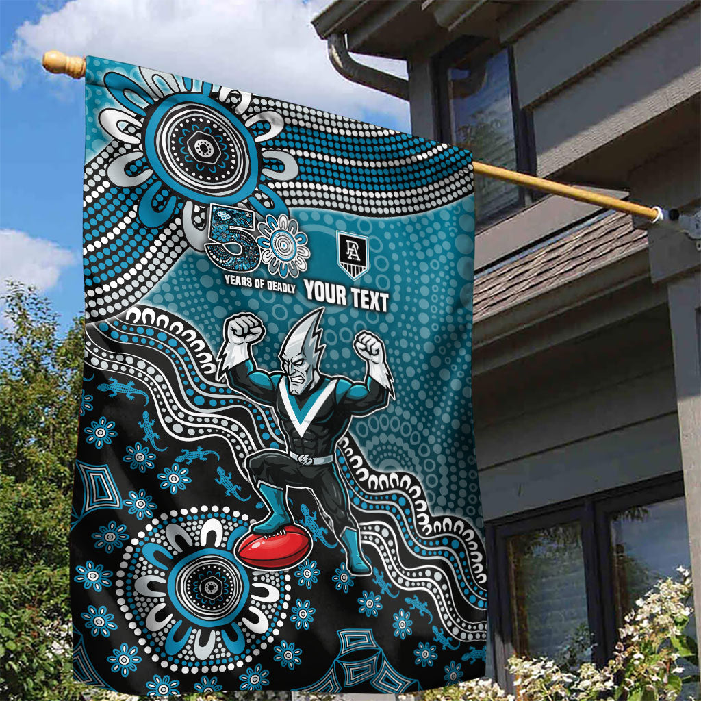 Personalized Port Adelaide Power Mascot Garden Flag Aboriginal Dot Art Style Vibrant Indigenous Pattern Design