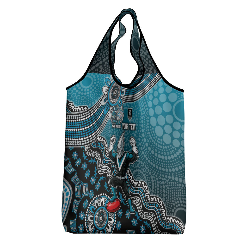 Personalized Port Adelaide Power Mascot Grocery Bag Aboriginal Dot Art Style Vibrant Indigenous Pattern Design