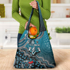 Personalized Port Adelaide Power Mascot Grocery Bag Aboriginal Dot Art Style Vibrant Indigenous Pattern Design