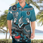 Personalized Port Adelaide Power Mascot Hawaiian Shirt Aboriginal Dot Art Style Vibrant Indigenous Pattern Design