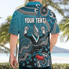 Personalized Port Adelaide Power Mascot Hawaiian Shirt Aboriginal Dot Art Style Vibrant Indigenous Pattern Design